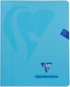 Clairefontaine schrift mimesys voor ft A5, 72 bladzijden, kaft in PP, geruit 4 x 8, geassorteerde kleuren