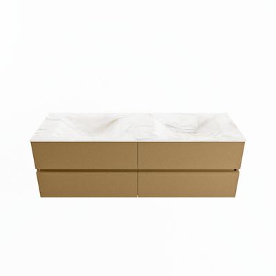 MONDIAZ VICA-DLUX 150cm badmeubel onderkast Oro 4 lades. Inbouw wastafel CLOUD dubbel zonder kraangat, kleur Ostra.
