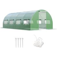 600 x 300 x 200 cm Buitenkas 8 Oprolbare Ramen 2 Ritsdeuren Stevig Gegalvaniseerd Stalen Frame Kas met Hoepel Winddichte Tuin Tent