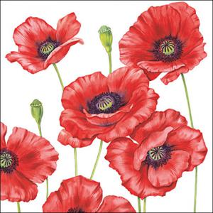 Klaprozen/poppy bloemen - 20x stuks - 33 x 33 cm - 3-laags