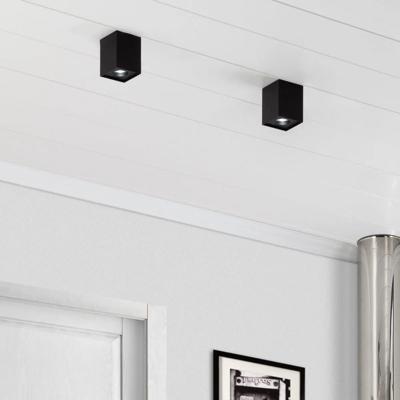 Opbouwspot vierkant &apos;Will&apos; zwart GU10 lamp metaal 110mm