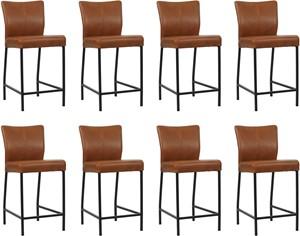 Set van 8 Cognac leren moderne barkrukken Revolt - poot vierkant zwart - Granada leer Savannah (cognac leer)
