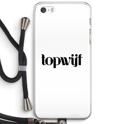 Topwijf Wit: iPhone 5 / 5S / SE Transparant Hoesje met koord