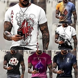 heren t-shirt patroon poker ronde hals korte mouw grijs paars geel party dagelijkse print tops casual grafische tees Lightinthebox