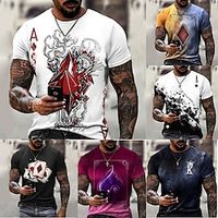 heren t-shirt patroon poker ronde hals korte mouw grijs paars geel party dagelijkse print tops casual grafische tees Lightinthebox - thumbnail