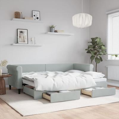 Slaapbank onderschuifbed en lades 80x200 cm fluweel lichtgrijs
