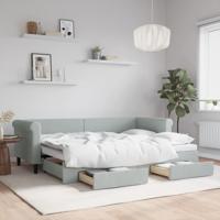 Slaapbank onderschuifbed en lades 80x200 cm fluweel lichtgrijs