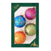 4x stuks luxe glazen kerstballen 7 cm blauw/roze/oranje/groen