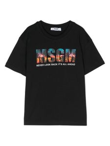 MSGM Kids t-shirt en coton à logo imprimé - Noir