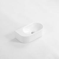 QeramiQ Blend Fontein - 40x22x12cm - Geribbeld - halfrond - zonder kraangat - Keramiek - Wit Mat SW1210755