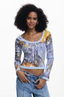 Fijne bloemen trui - BLUE - XL