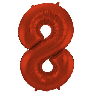 Folat Verjaardag Leeftijd folieballon - 8 jaar - rood - 86 cm - cijferballon groot