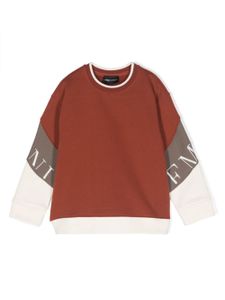 Emporio Armani Kids sweat colour block à logo brodé - Marron