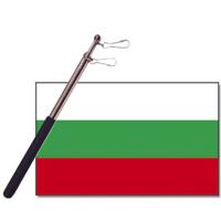 Landen vlag Bulgarije - 90 x 150 cm - met compacte draagbare telescoop vlaggenstok - supporters - thumbnail