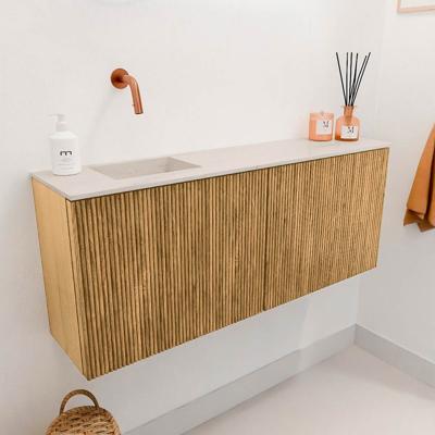 Toiletmeubel Mondiaz Joya Dlux | 100 cm | Meubelkleur Oak | Faye wastafel Meli Wasbak Links | Zonder kraangat(en)
