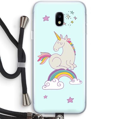 Regenboog eenhoorn: Samsung Galaxy J3 (2017) Transparant Hoesje met koord