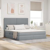 Opslag bed met matras Lichtgrijs 180 x 200 cm Nep Leer