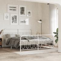 Bedframe met hoofd- en voeteneinde metaal wit 193x203 cm