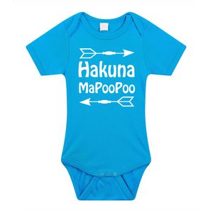 Bellatio Decorations Baby rompertje - hakuna mapoopoo - blauw - kraam cadeau - babyshower 92 (18-24 maanden)  -