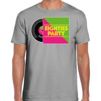 Disco verkleed T-shirt voor heren - 80s party - grijs - jaren 80 feest - carnaval - thumbnail