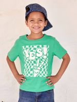 Jongensshirt met groot motief en details in zwelinkt groen - thumbnail