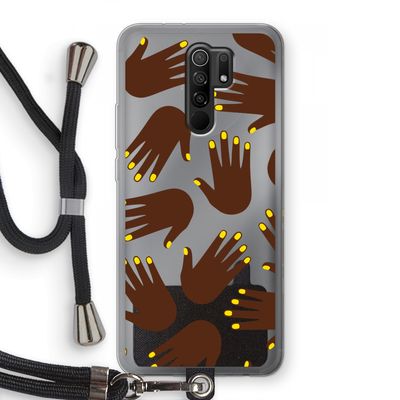 Hands dark: Xiaomi Redmi 9 Transparant Hoesje met koord
