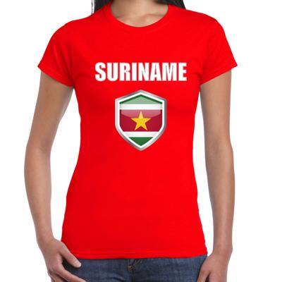 Verkleed T-shirt voor dames - rood - Suriname landen supporters - fan - aanmoedigen