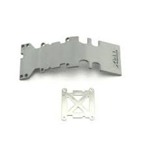 Skidplate, rear plastic (grey)/ stainless steel plate