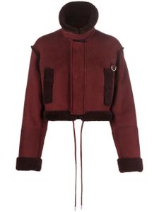 Off-White veste crop en peau lainée - Rouge