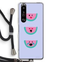 Smiley watermeloen: Sony Xperia 1 III Transparant Hoesje met koord