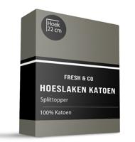 Splittopper Hoeslaken - Katoen - Truffel - Verkoelend - 180x210 cm - Groen - Fresh and Co - Dekbed-Discounter.nl