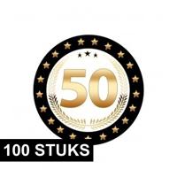 50 jaar verjaardag bierviltjes - 100x stuks - zwart/goud - Tafel decoratie - feestartikelen