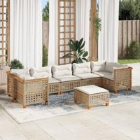 8-delige Loungeset met kussens poly rattan beige