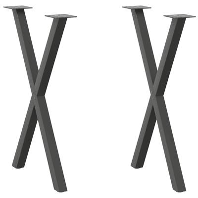 Eettafelpoten 2 st X-vormig 50x(72-73) cm staal antraciet