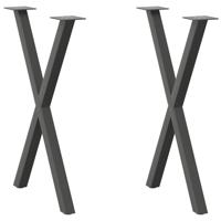 Eettafelpoten 2 st X-vormig 50x(72-73) cm staal antraciet