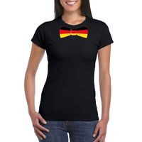 Zwart t-shirt met Duitsland vlag strikje dames - thumbnail