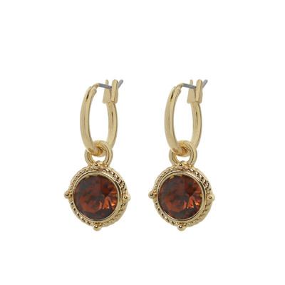 Biba Hang Oorbellen Goud met Swarovski Steentje Sm. Topaz