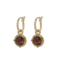 Biba Hang Oorbellen Goud met Swarovski Steentje Sm. Topaz