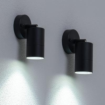 Set van 2 Lago - LED Wandlampen - 5 Watt 400 lumen - 6000K Daglicht wit - GU10 - Dimbaar - IP44 waterdicht - Geschikt als wandspot en plafondspot - Voor binnen en buiten - Zwart