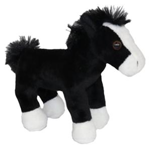 Pluche knuffeldier paardje - zwart - 19 cm - boerderijdieren - Paarden knuffels