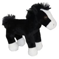 Pluche knuffeldier paardje - zwart - 19 cm - boerderijdieren - Paarden knuffels - thumbnail