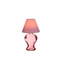 Glass theelichtlamp zacht roze H16cm