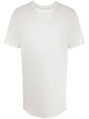 Boris Bidjan Saberi t-shirt long à détail de lacet - Gris
