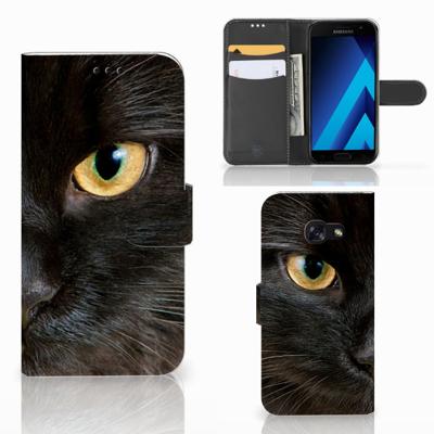 Samsung Galaxy A5 2017 | Telefoonhoesje | Met pasjeshouder | Zwarte Kat