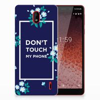 Nokia 1 Plus Silicone-hoesje Flowers Blue DTMP