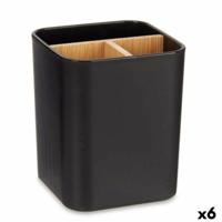 Tandenborstelhouder Berilo Zwart Bamboe Polypropyleen 9 x 11 x 9 cm (6 Stuks)