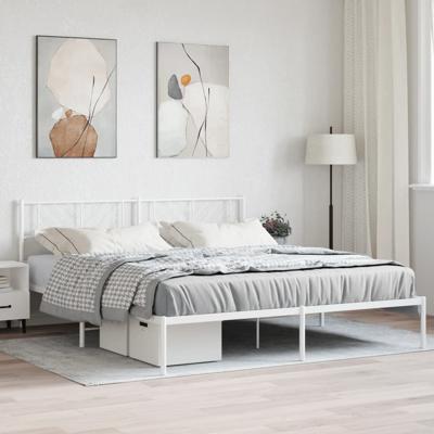 Bedframe met hoofdbord metaal wit 180x200 cm