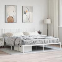 Bedframe met hoofdbord metaal wit 180x200 cm
