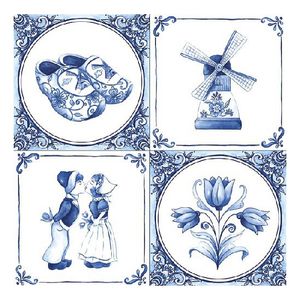 20x Delfts blauw thema servetten 33 x 33 cm   -