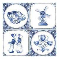 20x Delfts blauw thema servetten 33 x 33 cm   - - thumbnail